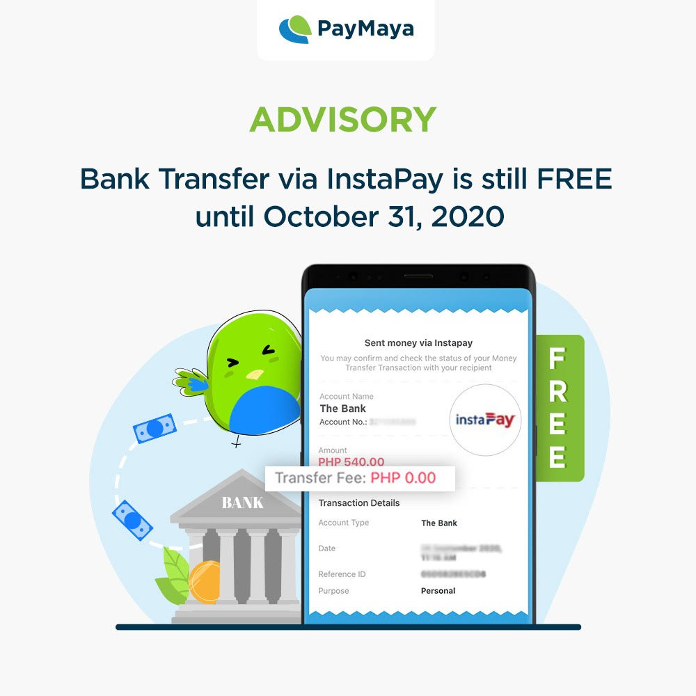 Free Bank Transfer via Instapay